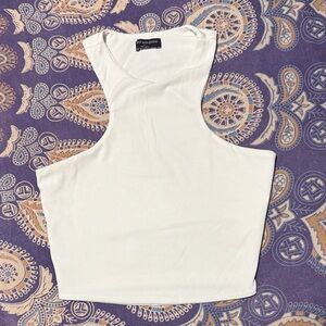 Naked Wardrobe White Ribbed Tank Top